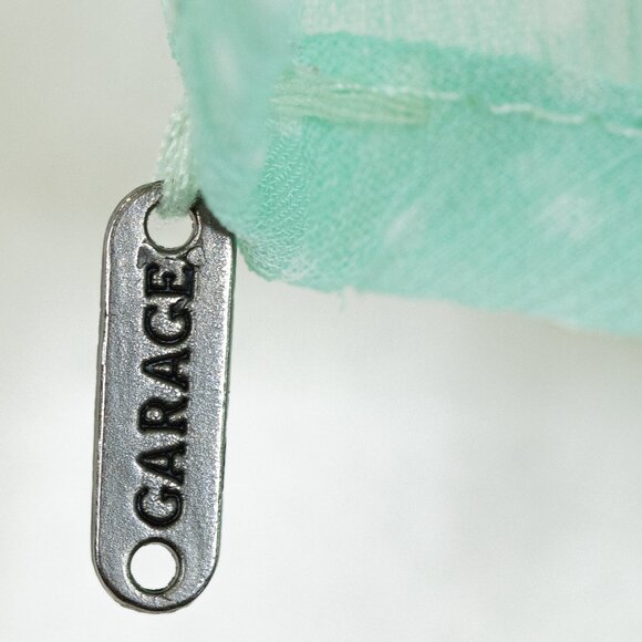 Garage 100% Polyester Semi Sheer V Neck, Pastel Green, Polka Dot Blouse, Size M - Picture 7 of 10